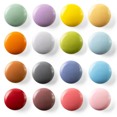 Produktbild von Set mit 16/9 hübschen Kühlschrankmagneten - Glänzende und matte Magnetaufkleber für Whiteboard, Spind, Küche und Büro - Starke dekorative Magnete (16 Farben, Mehrfachpackung)