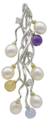 Produktbild von Anhänger echte Perlen Amethyst Citrin Blautopas Zirkonia 925 Silber Damen