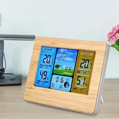 Zdjęcie produktu dla Cyfrowy termometr z LCD - Stacja pogodowa - Wewnątrz/Zewnątrz - Funkcja alarmu - Wilgotność - Wyświetlanie temperatury - Stacje pogodowe