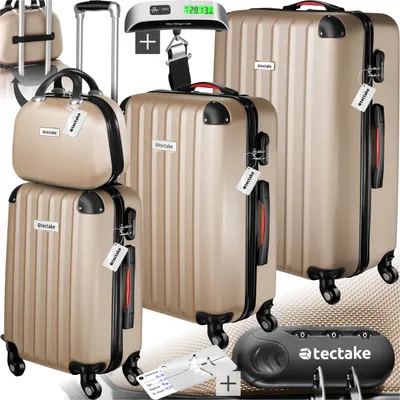 Produktbild von Hartschalenkoffer-Set Cleo 4-teilig, 3 Trolleys, 1 Beauty Case inkl. Kofferwaage und -anhänger