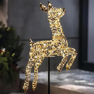 Produktbild von LED Rentier "Golden" aus Metall & Kunststoff, gold, 400 Lichter, 94 cm hoch, Timer, Outdoor Gartendeko für Draußen, Weihnachtsdeko, Winterdeko
