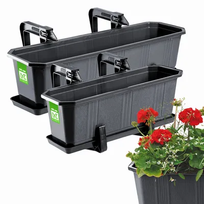 Zdjęcie produktu dla KADAX Skrzynka Balkonowa 60+40cm Uchwyty Grafitowa