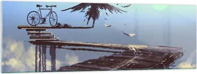 Produktbild von Bilder auf glas - Vogel Fahrrad modern - 160x50cm - Glasbilder - Wandbilder - Kunstdruck - zum Aufhängen bereit - Wanddekoration aus Glas - Glas Bilder - Wandbild auf Glas - Einteilig - GAB160x50-3721