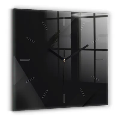 Obrázek produktu pro Wallfluent Hodiny - Skleněné Nástěnné Hodiny - Tichý Křemenný Pohyb - Nástěnná Dekorace Kuchyně Ložnice - Černé Ručičky Hodin - 30x30 cm - Vzor tmavé stěny