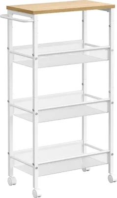 Produktbild von VASAGLE Trolley 4 Ebenen, Küchenwagen schmal, Nischenregal auf Rädern, Stahl, Griff für kleine Räume, 22 x 45,5 x 77 cm, Küche, Bad, Wohnzimmer
