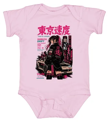 Productafbeelding van Tokyo Speed, Shibuya Drift, Anime meisje, JDM, Japan, nacht, Y2K, roze, manga, babybody, roze, maat 0/3