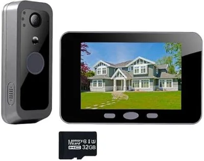Produktbild von Wirelose Hausdruck, 4,3-Zoll-Bildschirm, 1080p-Kamera, 32 GB Speicherkarte, Bewegungserkennung, Zweikanal-Audio, wasserdichter Grau