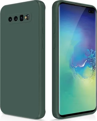 Produktbild von Silikon Hülle für Samsung Galaxy S10 Plus Flüssigsilikon Dünn Gel Gummi Matt Kratzfeste Schutzhülle Nachtgrün