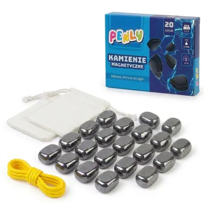 Produktbild von Magnetspiel Magnetsteine 20 Stück – magnetisches Schachspiel, Strategiespiel und Denkspiel für Kinder und Erwachsene, mit Schnur und Beutel