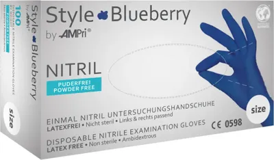 Produktbild von STYLE BLUEBERRY, Nitril-Untersuchungshandschuh, puderfrei, dunkelblau, Gr. L | Box (100 Stück)