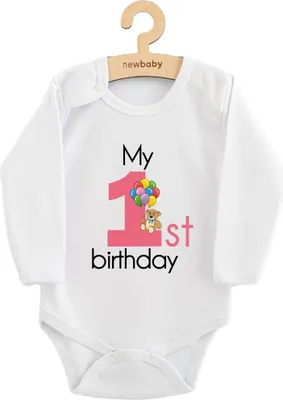 Obrázok produktu pre Detské body s potlačou New Baby My first birthday pink