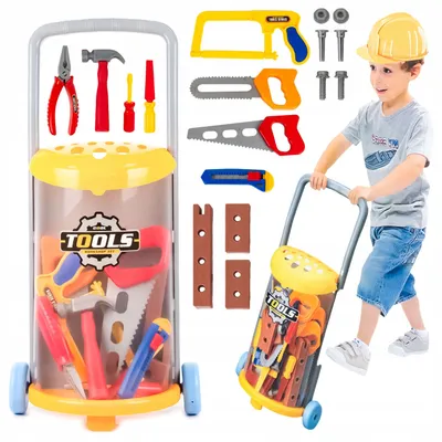 Produktbild von Kinder Werkstattwagen – 24-teiliges Werkzeugset mit Trolley, Schrauben & Säge für kleine Handwerker ab 3 Jahren