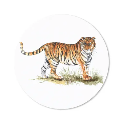 Produktbild von MuchoWow® Mauspad Mousepad Tiger - Malerei - Gras 20x20 cm - Mousepads - Maus Mat - Pad - Mausunterlage - Schreibtischmatte