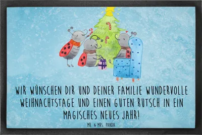 Produktbild von Mr. & Mrs. Panda fußmatte Weihnachten Smörle 50 x 75 cm - Eisblau - Geschenk, hausmatte, Pfefferminzstange, Gummimatte, Fussmatte, Tannennadeln, Weihnachtsbaum