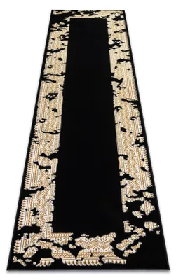 Image de Tapis, tapis de couloir ALLURE 1965 Cadre - Structurel, élégant, glamour noir / L'or noir 60x200 cm