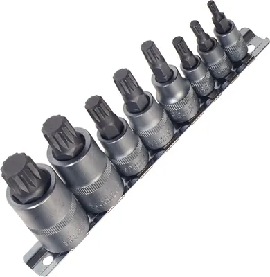 Produktbild von 8 x Steckschlüssel-Einsätze VIELZAHN 1/4 + 3/8+ 1/2 M4, 5, 6, 8, 10, 12, 14, 16