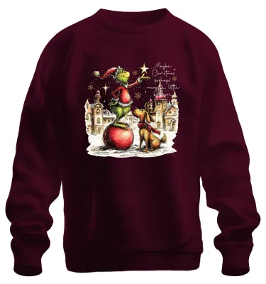 Obrázok produktu pre Možno Vianoce znamenajú niečo viac – mikina Grinch, uni, bordová, XL