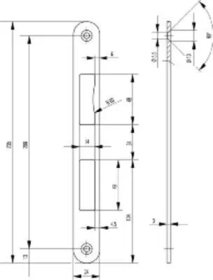 Produktbild von BKS Schließblech B 9000 0319 Stulp abgerundet DIN links Edelstahl - B 9000 0319
