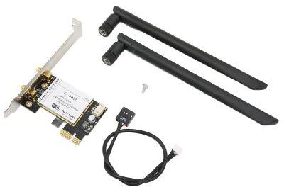 Image de Carte réseau sans fil 2,4 GHz / 5 GHz, débit de 300 Mbps, carte réseau sans fil PCIe noire pour ordinateur