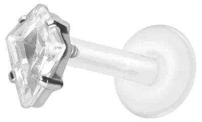 Produktbild von Ohrpiercing, Nasenpiercing PTFE Labret mit Innengewinde + Titan-Aufsatz KRISTALLRAUTE Silber Stablänge: 8mm | Stabstärke: 1,2mm