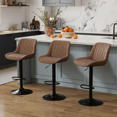 Immagine prodotto di Set di 3 sgabelli da bar color marrone