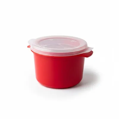 Produktbild von Mikrowellen Reiskocher Rot 1 Liter Überkochschutz und Ventil Reis Mikrowellenkocher Dampfgarer