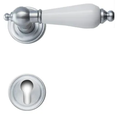 Produktbild von Oscar R039 Ghidini Türgriff-Rosetten-Garnitur M18 mattchrom Handhabe weiß (Lochung: PZ) Lochung: PZ