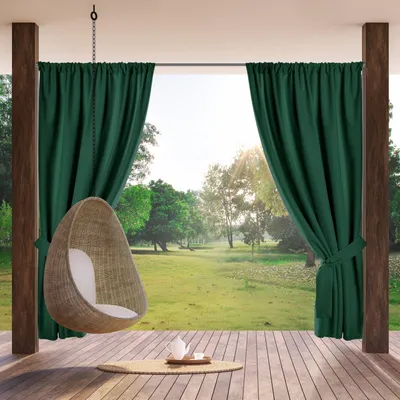 Produktbild von Eurofirany Vorhang GARDEN Waserfeste Outdoorvorhänge Terassenvorhänge dunkelgrün 155x200 cm Tunneldurchzug Tunnelzug
