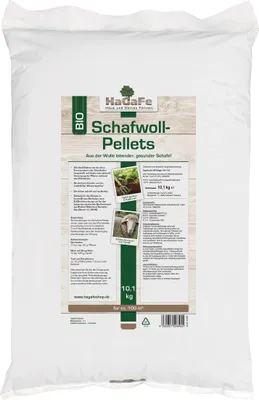 Produktbild von 1 x 10kg HaGaFe Schafwoll - Pellets, Schafwollpellets, Universaldünger, Gartendünger, Wasserspeicher, Gemüsedünger, organischer- Dünger