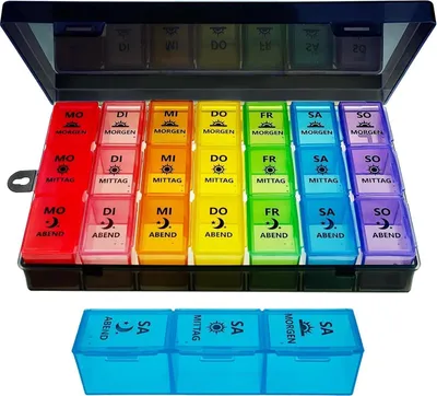 Produktbild von ZVZM Tablettenbox 7 Tage mit 3 Fächern Schwarz
