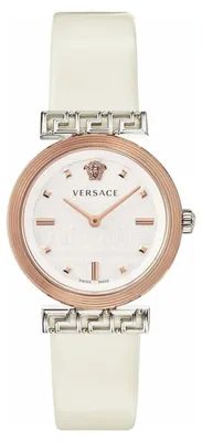 Zdjęcie produktu dla Versace VELW00120 Meander biały różowe złoto kość słoniowa skórzany pasek zegarek damski NOWOŚĆ
