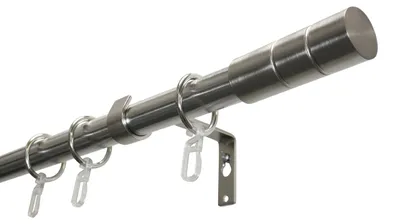 Zdjęcie produktu dla Gardinia GST, zestaw do zasłon, pojedyncza szyna, cylinder o średnicy 19 mm, wygląd stali nierdzewnej, długość 160 cm