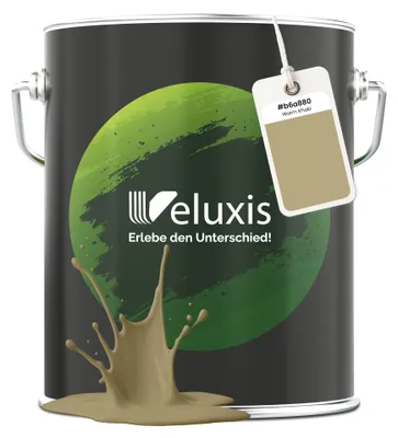 Produktbild von Wandfarbe Grün Beige Gold Matt Innenfarbe – Deckkraft Klasse 1, VOC-frei, Ohne Grundierung, Tropfarm – Wohnzimmer & Schlafzimmer – 5L – Veluxis (Warm Khaki)