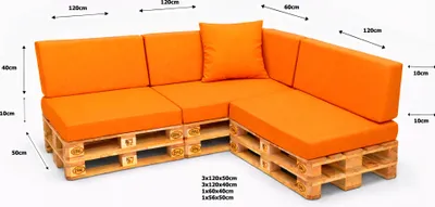 Produktbild von Setgarden Large Palettenkissen 8er Set Outdoor 120x50x10cm Sitzkissen + Rückenkissen 120x40x10cm 1tlg Orange