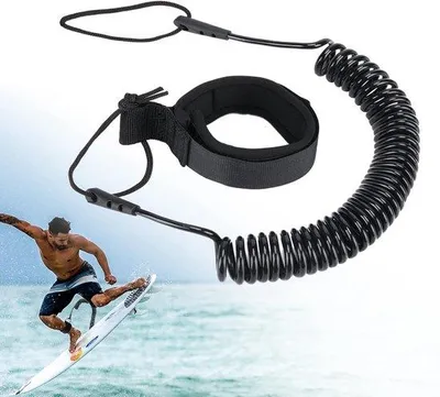 Produktbild von SUP-Sicherheitsleine 10ft - 5mm - Schwarz - für Surfbrett, Paddel - flexibel für Kajak und SUP