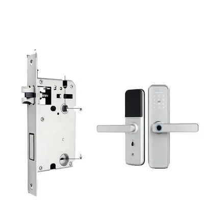 Image de Serrure de porte intelligente à empreinte digitale, connexion Wi-Fi, accès sans clé, 1805050 Argent
