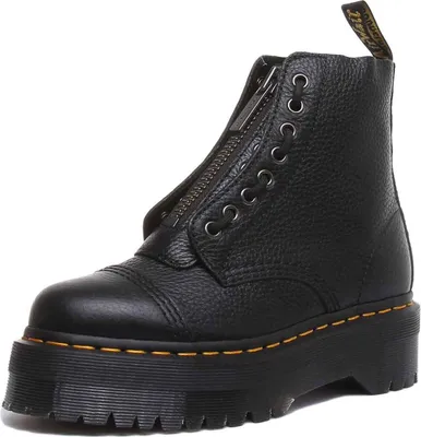 Produktbild von Trendige Damenstiefel: Uni, Schwarz, Plateau & Kontrastdetails