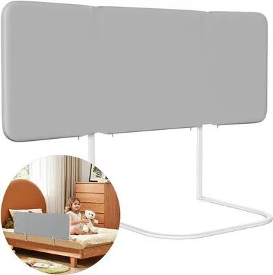 Image de Lit parapluie gris, 120 cm. Lit bébé pliable, portable et réglable en hauteur (8-30 cm).