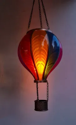 Produktbild von 2er Set Solar-Ballon Hänger mit Flammeneffekt 20x36 cm Acryl Metall