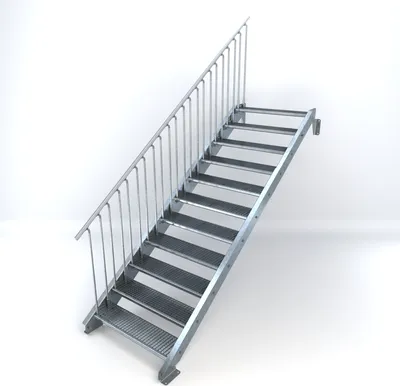 Produktbild von Stahltreppe 11 Stufen bis Höhe 220 cm, Laufbreite : 100 cm Geländer links ST 3 (31 / 9 mm schmal)