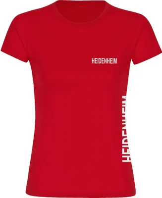 Produktbild von multifanshop Damen T-Shirt - Heidenheim - Brust & Seite, rot, Größe M