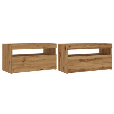 Produktbild von vidaXL TV-Schränke mit LED-Leuchten 2 Stk. Artisan-Eiche Holzwerkstoff