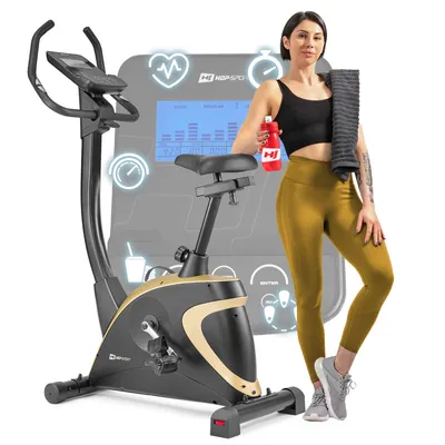 Produktbild von Hop-Sport Heimtrainer Fahrrad Host Gold - Ergometer mit App-Steuerung, 12 Trainingsprogrammen & 16 computergesteuerten Widerstandsstufen, Pulsmessung