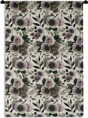 Produktbild von MuchoWow® Wandteppich Wandbehang Blumen - Muster - Anemone 60x90 cm Tapisserie Dekoration Wandtuch - Foto-Teppich - Abwaschbar