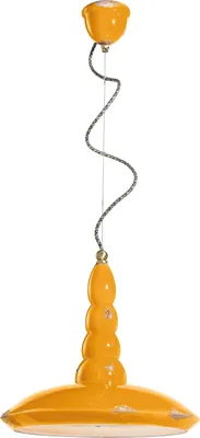 Produktbild von Pendelleuchte Keramik E27 D: 40 cm rund H: max. 137 cm Gelb Shabby Antik Vintage Design Keramikleuchte