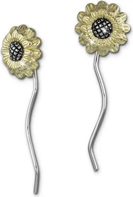 Productafbeelding van SilberDream oorhangers voor dames, zilver 333, verguld, zonnebloem oorbellen, model SDO463Y