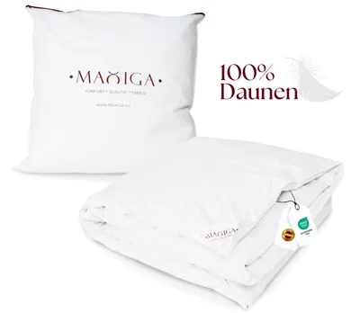 Produktbild von maxiga Sommer Daunendecke 135x200cm Premium 100% Gänsedaune Füllgewicht: 1000 Gramm, Sommerdecke Federbett 100% Baumwolle & Nature Hypoallergen