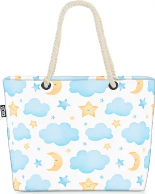 Produktbild von VOID Mond Sterne Wolken Strandtasche Shopper 58x38x16cm 23L XXL Einkaufstasche Tasche Reisetasche Beach Bag