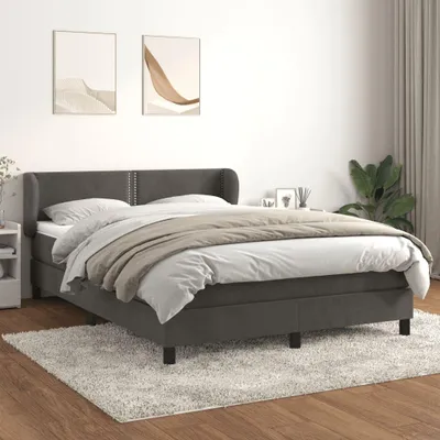 Produktbild von Boxspringbett mit Matratze Dunkelgrau 140x190 cm Samt