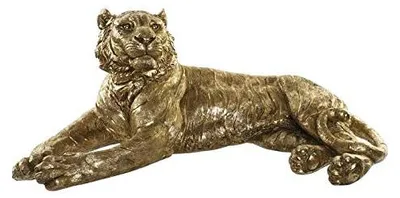 Tigerfigur aus Kunstharz, goldfarben, 106 x 57 x 44 cm